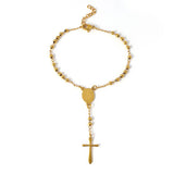 Circle Bead Charm Rosary Bracelet - Silver