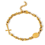 Circle Bead Rosary Bracelet - Tri-Color