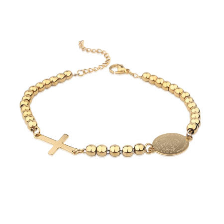 Chunky Rosary Bracelet - Gold