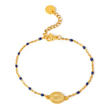 Color-Beaded Rosary Bracelet - Blue
