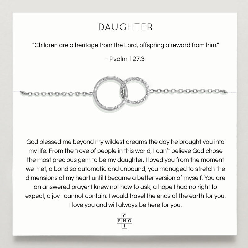 Daughter Interlocking Circle Necklace - Silver