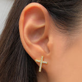 Cornerstone Cross Earrings - Gold