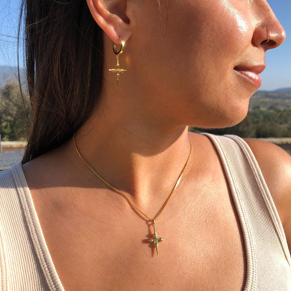 True North Cross Necklace and Earring Set