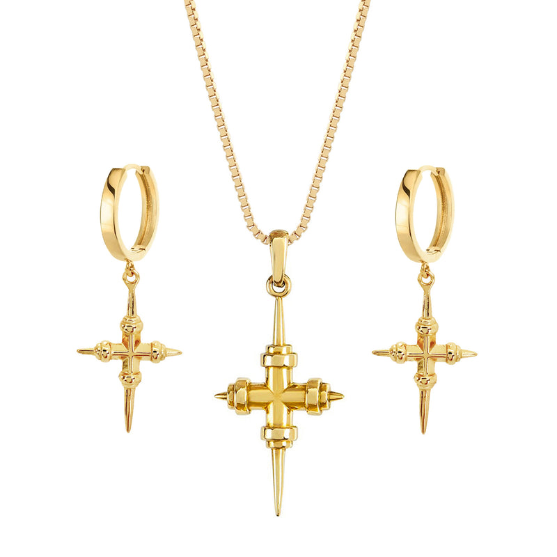 True North Cross Necklace and Earring Set