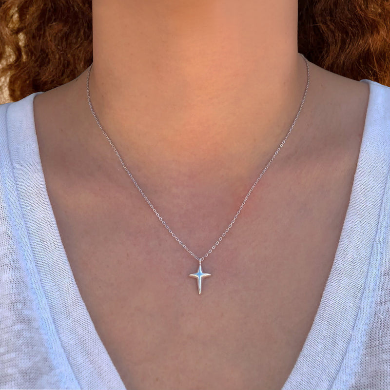 Silver Bethlehem Star Cross Necklace